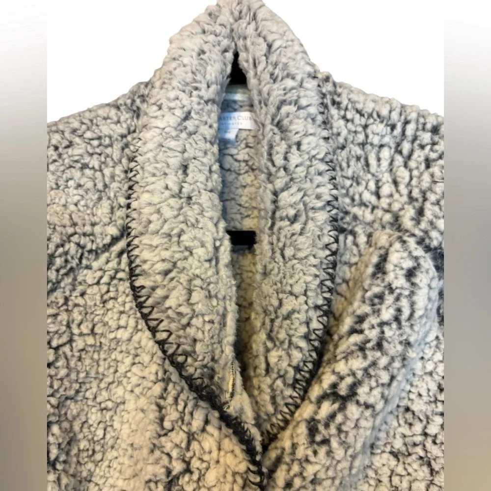 NWOT Charter Club Grey Shaggy Teddy Fleece Robe Tie Sweater Sleepwear Size M/L